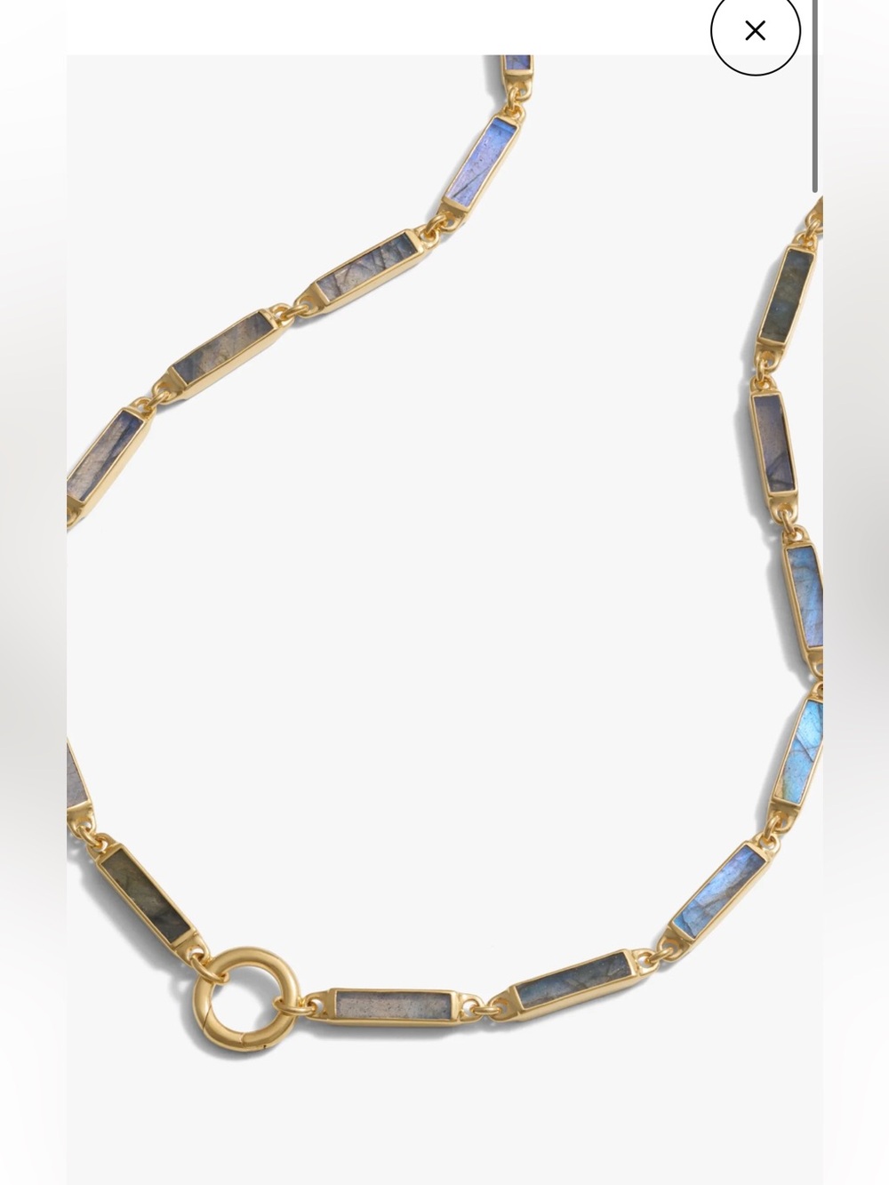 Gold-Frame Labradorite Bar Necklace - Blue - Picture 2 of 3